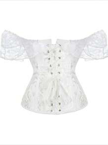 1pc Women Corset Body Shaper, Palace Style - White - View 3