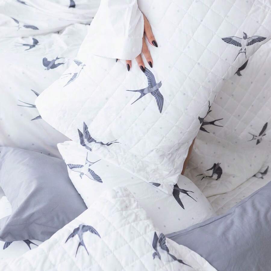 Bedspread With Pillowcase Percale 200 Thread Count Single Double Queen King Jazz Printed Pattern - Fly High - View 1