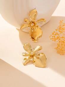 Aretes de flor de hierro con esmalte, anillo y pulsera con textura de arruga y brillo, estilo vintage, elegante y de lujo. Se venden individualmente o como un conjunto, adecuados para regalo, fiesta, banquete y uso diario