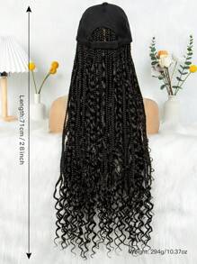 Braided Baseball Cap, Long Hair Braided Synthetic Hair Cap, Crimped Hairstyle Design, Suitable For Daily Wear And Workplace - Black - View 7