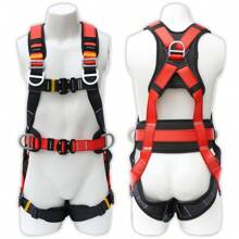 Fall Protection Safety Full Body Harness 5pt Adjustment Safe Comfortable Construction Positioning Harness Extra Long Thick Leg Back Padded Push-Button Quick-Lock Buckles OSHA And ANSI Compliant - Red - View 7