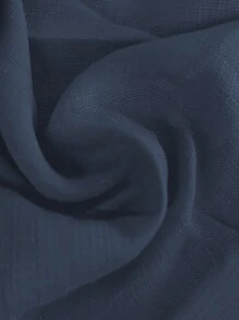 女士休闲优雅阔腿裤，采用粗纺面料，高腰设计，配有松紧腰带和侧边系带，适合春夏穿着。 - 藏藍 - 查看 6