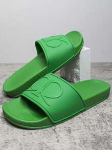 Men's Fashion Slip-On Beach Slippers With Blue Drip Pattern, Wear-Resistant Non-Slip Indoor/Outdoor Sandals For Summer