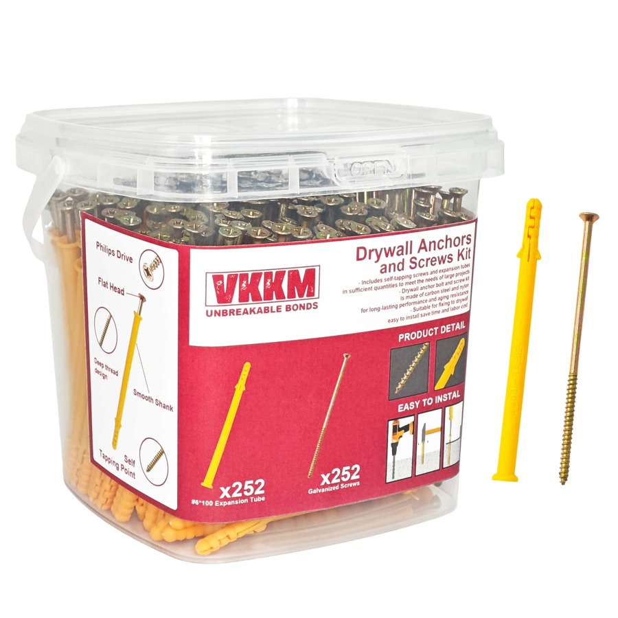 Set de 77/100/125/252 piezas de Tacos de expansión de plástico, tubos, tapones de goma, tacos de pared de plástico ranurado, para tornillos autorroscantes M6 M8