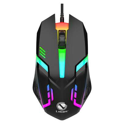 有线 7 色背光游戏鼠标 USB 具有炫酷的彩色呼吸灯效果，哑光材质