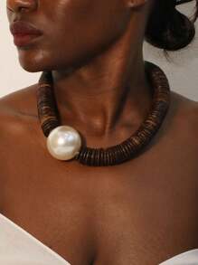 1 件复古串珠仿珍珠项链，时尚个性化项链适合女性，适合度假、海滩、派对和日常佩戴 - 彩色 - 查看 12