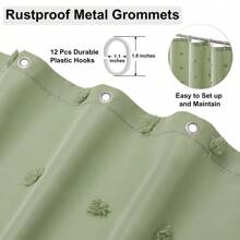 1 Rèm tắm thiết kế bóng phồng màu xanh ô liu, Rèm phòng tắm bằng polyester chống thấm nước cắt 3D tối giản Trang trí phòng tắm tại nhà Trang trí mùa thu Phụ kiện phòng tắm Trở lại trường - Màu xanh Ô liu - Xem 4