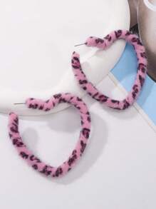 BOCAR Heart Star Leopard Print Hoop Earrings For Women, Party & Daily Wear, Christmas Gift - Brown - View 17