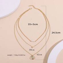 1pc Multi-Layer Pendant Necklace With Faux Pearl Charm, European & American Style - Necklace - View 7