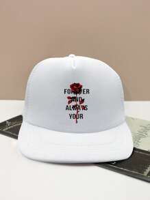 1pc Trucker Hat Flower Printing Unisex Sponge Cap Snapback Hat For Men Women Mesh Baseball Cap Adjustable Wide Brim Sun Hats Summer Flat Bill Hats