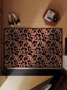 1 件天鹅绒 TPR 底豹纹地毯，质地柔软舒适，耐磨防污，适用于入口、客厅、卧室、厨房和其他地板 - 棕色 - 查看 10