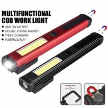 1 pieza Luz de trabajo multifuncional con luz lateral COB, lámpara de inspección, recargable por USB, luz de reparación de automóviles con imán fuerte para sujeción e iluminación - Multicolor - Ver 5