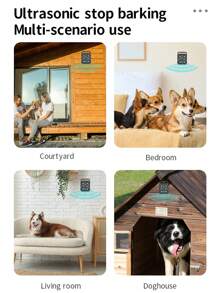 全新 USB 可充电宠物防吠装置，4 核超声波防吠，智能吠叫检测，3 种频率模式，可站立或悬挂，方便的训练装置，大功率超声波声控训狗器，室内外动物驱赶器，防吠噪音威慑，适用于多种场景
