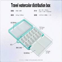 1 pieza Caja portátil de plástico de 12 colores para pintura de acuarela de viaje, estuche de almacenamiento de pintura mini, apto para materiales de arte