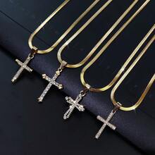 1-2pcs Cross/Star/Gold Stainless Steel Necklace, Personalized Design High-End Accessory, Suitable For Daily Wear, Music Festivals, Holidays And Gifts