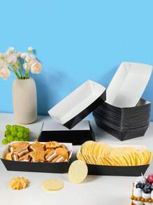 10/24pcs Black Food Boxes, French Fry Box, Popcorn Box, Birthday Party Decor And Home Movie Night Snack Boxes, Suitable For Lunch Box, Bakery Bread, Burger Restaurant - Black - View 4