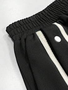 Women 2Pcs Fall/Summer Casual Form-Fitting Zip-Up Tube Top And Drawstring Elastic Waist Straight Leg Pants Set, Festival Concert Women Rave Outfits - Black - View 8