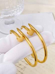 1 pieza Brazalete elegante y personalizado de acero inoxidable con diseño de trébol de cuatro hojas, adecuado para uso diario o de fiesta para mujeres, también es un gran regalo para festividades