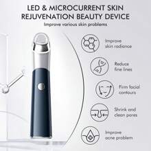 Red Blue Led Light EMS Microcurrent Face Massager Eye Massager For Face Lift Enhanced Absorption Smoother Skin Texture Radiance, Elasticity, Jawline Lift, Skin Tightening, Real Glass Glow Device Skin Care Spa