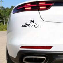 1 Pc Mountain Sun Wave Car Window Decal - Nature Lover's Outdoor Adventure Style Vinyl Sticker For Car Truck SUV