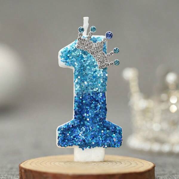 1pc Crown Digital Candle Peacock Blue Creative Birthday Candle Daily Best Birthday Gift For Mother To Girlfriend Gifts Graduation,Wedding