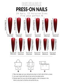 30片长杏仁形按压假指甲贴片，甜美酷炫日韩风女士指甲贴片带水钻花朵，新款时尚指尖，配1片果冻胶和1片摩擦条，适合女性派对、舞会、日常休闲装，可拆卸可重复使用按压指甲 - 彩色 - 查看 5