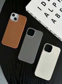 Funda de teléfono de lujo con textura de lichi de tacto suave, combinación de 3 colores para todas las estaciones, gris, marrón y beige, compatible con iPhone/Galaxy - Multicolor - Ver 5