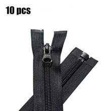 10pcs Assorted Color Nylon Resin Zippers #5, Self-Locking Single Slider Zippers, Various Sizes, Smooth Sliding Sewing Accessories For Pockets, Cushions And Bags