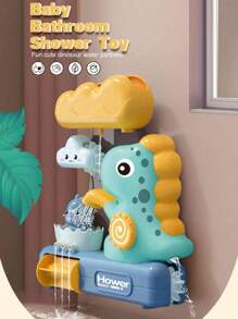 1 件儿童洗澡玩具，适合婴儿浴缸水上玩具，带吸盘互动浴缸洗澡玩具，适合儿童在浴缸中玩耍，可爱卡通恐龙造型，水轮翻板，水上游戏，洗澡玩具，儿童浴缸互动玩具，男孩女孩节日/生日礼物（部分配件颜色随机）