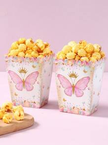 10/20 件粉色蝴蝶风格冰淇淋纸碗，厨房用品一次性小碗食品托盘，冰淇淋杯炸薯条盒，爆米花桶零食盒蝴蝶生日装饰婚礼装饰派对装饰西餐厅自助餐家居装饰容器 - 粉紅色蝴蝶 - 查看 3