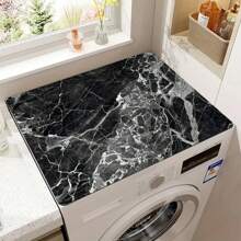 1pc Marble Pattern Washing Machine Dust Cover,Countertop Absorbent Table Mat,Absorbent & Quick-Dry Fridge Mat, Microwave Oven Dust Cover,Soft Diatom Mud Drainage Pad,Non-Slip Super Absorbent And Wear-Resistant Dish-Washing Dry Pad,19.7*23.6 Inch Modern Washing Machine & Dryer Top Cover,Suitable For Laundry Room And Kitchen - White - View 6