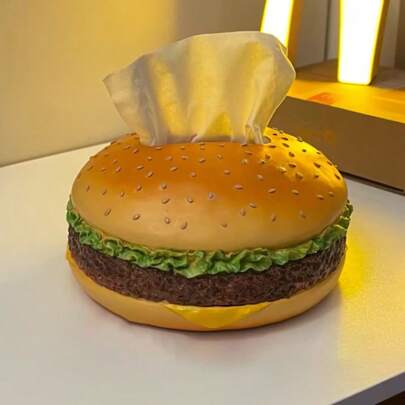 Caja de pañuelos con diseño de hamburguesa, caja de pañuelos creativa, caja de toallas de papel para la sala de estar, caja de pañuelos para el hogar, decoración divertida, caja de pañuelos para el baño del hogar, organizador de baño, decoración de otoño, de vuelta a la escuela