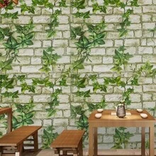 1 卷茂盛的绿色常春藤叶和花卉图案剥离和粘贴乙烯基壁纸 - 防水、防油、易于移除和粘贴，适用于客厅、卧室、户外花园装饰 - 多用途，适用于橱柜、桌子和客厅墙壁装饰礼物生日毕业房间装饰家居装饰浴室装饰卧室装饰房间装饰物品客厅装饰家居装饰客厅墙壁艺术墙纸贴纸个性化贴纸 - 綠色 - 查看 10