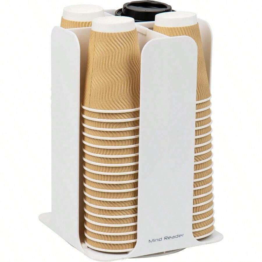 Mind Reader Lid Carousel, Countertop Org Coffee Bar, Beverage Cup Holder, Plastic, L X 7.75" W X 11.5" H, 7.75 X 12 X 7.75, Black - 白色 - 查看 1