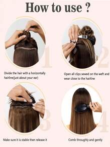 #4 Real Human Hair Extensions Chocolate Brown One Piece Silk Straight Clip In Hair Extensions Light Brown Color With 5 Clips - S4 - View 7