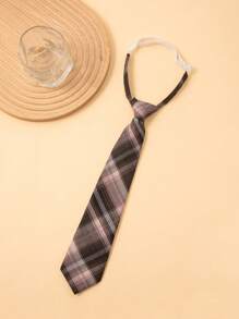 1pc 33cm Checkered Pre-Tied Tie For Teenagers & Children,  Student Necktie With Accessory For Festive Occasions, Performances, Suits & Dress Shirts