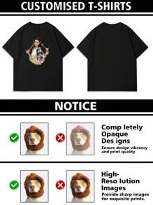 Customizable Personalized Fun Photo Men's T-Shirt, Customize Your Photo, Customize Selfie/Baby/Friend/Idol/Couple/Family/Party/School/Sport/Pet Love Photo Print, Business/Company Party Uniform, Birthday Gift, Holiday Gift, Party Gift, Wedding Gift, Friend Gift, Anniversary Gift