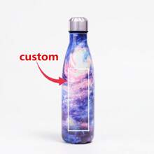 1 件定制个性化文字不锈钢双层真空隔热玻璃杯 500 毫升/17 盎司，高品质户外运动水壶，适合男士和女士，带星星图案