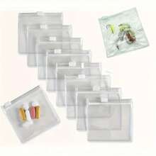 5/10 件白色 PVC 可重复使用药袋，拉链诱饵袋，自封，可手洗，带珠宝收纳和旅行配件 - 彩色 - 查看 1