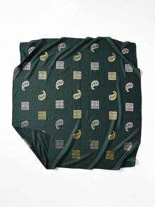 1pc Women Minimalist Paisley Pattern Metallic Wire Headscarf, Fashionable Versatile Bandana Square Scarf For Daily Wear - Multicolor - View 3