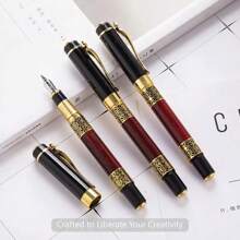 Metal Ink Fountain Pen 530 Golden Carving Mahogany Luxury Business School Student Office Supplies Fountain Pen New Ink Pen Back To School - Burgundy - View 3