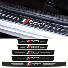 5pcs Set Car Door Sill Welcome Scuff Plate Leather Protection Decorative Strips For Fiat 500X - Black - View 5