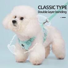 Set ajustable de arnés y correa para perros pequeños tipo oso de peluche, arnés de pecho transpirable para mascotas, correa linda y sin tirones para perro, cuerda antideslizante para pasear a la mascota al aire libre, camping