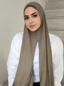1pc Women's Solid Color Comfortable Stretchy Scarf Hijab Headscarf, Fashionable And Simple, Convenient, Suitable For All Seasons For Abaya Daily Under Cap Veiled Clothes