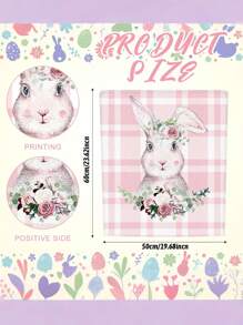 6Pcs Easter Chair Cover Watercolor Bunny Flower Eggs Easter Chair Back Covers Rabbit Spring Decorative Case Buffalo Plaid Farmhouse Decorations For Kitchen Wedding Party Decor