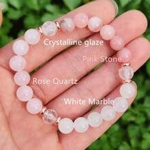 波西米亚风格爱情手链，月光石玫瑰石英水晶信任与和谐手链冥想珠宝女士礼物 - 彩色 - 查看 3