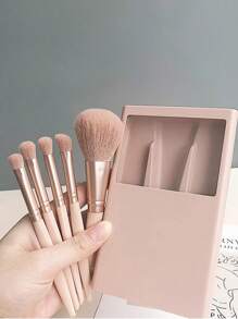 Estuche de brochas de viaje, conjunto de mini brochas portátil con caja y espejo, estuche de brochas pequeño y completo perfecto para salir