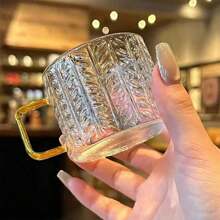 12/6/4/2件小麦玻璃杯方柄玻璃杯耐热玻璃杯带柄功夫茶具加厚茶杯泡茶杯咖啡杯 - 無色 - 查看 4