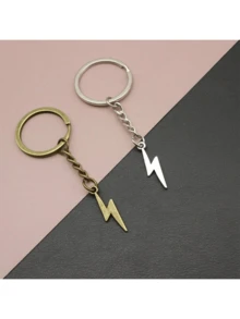 1pc Silver Fashion Bicycle & Lightning Bolt Couple's Key Chain, Backpack Pendant For Party/Gathering - Multicolor - View 1
