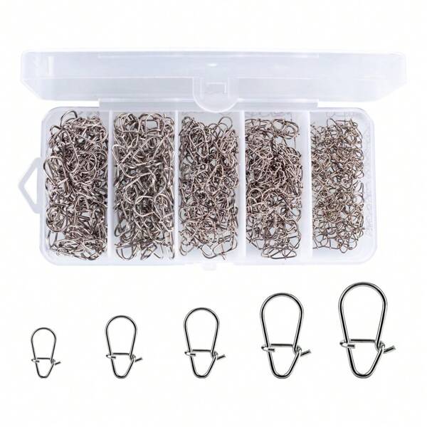 450 pièces/boîte Connecteur d'leurre de pêche 10-39,6 kg Haute résistance Crochet de pêche Verrouillage à clip Acier inoxydable Duo Lock Snap Tournant Accessoires de pêche